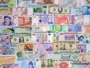 International currencies, money, various banknotes, currency