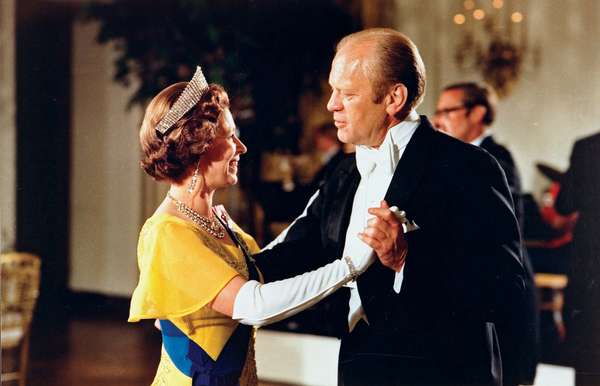 Queen Elizabeth II and President Gerald Ford dance during a state dinner in honor of the Queen and Prince Phillip at the White House, on July 17, 1976.