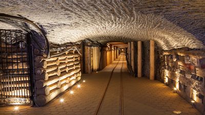 Tour the elaborate architectural elements and carvings in Poland's Wieliczka salt mine
